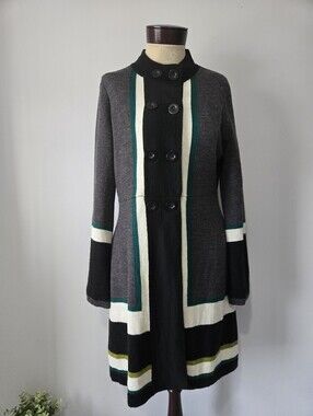 BETTY JACKSON BLACK Knit Striped Coatigan/ Jacket . Size 12